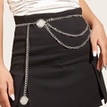 Elegante cintura a catena d'argento a più strati con dischi per abiti e tailleur - Argento