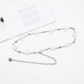 Silver butterfly chain belt with white enamel charms and rose pendant for dresses - Butterfly Chain (White Drip Oil)