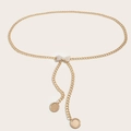 Cintura a catena dorata da donna con fibbia a fiocco di perle e nappine pendenti - Oro