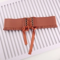 Cintura corsetto elastica larga rosso mattone con lacci e bordi increspati - Cachi