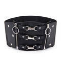 Dettaglio di un corsetto punk nero con cerniere in metallo argentato e borchie a stella - Cintura a Stella con Tripla Fibbia e Cerniera (871)