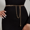 Elegante catena in metallo dorato con maglie a X in strass e ciondoli doppi regolabili - Catena di Strass a Croce (Oro)