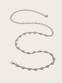 Cintura a catena in argento con cuori di strass e chiusura a moschettone regolabile - Cuore Metallo Strass Completo Argento