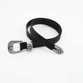 Cintura vintage in pelle nera da donna con fibbia incisa a stella in stile western - Nero
