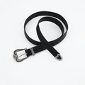 Cintura vintage da donna in pelle nera con fibbia e punta in metallo intagliato argento - Stile Fibbia a Corona Nero / Nero