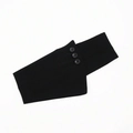 Chic black fabric waist corset with triple decorative buttons for shirts and dresses - Three-Button Style / Black