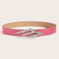 Gürtel aus PU-Leder in Pink für Damen mit silberner Strass-Flügelschnalle - Pflaumenrot