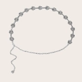Vintage silberne Metall Rosen-Taillenkette für Damen mit floralen Gliedern für Kleider - Silber Stil(1531)
