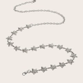 Cintura a catena argentata con stelle e strass per abiti da donna e accessori moda - Catena in Vita Stella Texturizzata (1640) / Argento