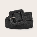 Women's vintage black woven belt with square buckle for bohemian dress styling - Square Buckle Black