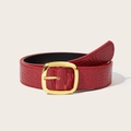 Vintage Y2K red leather belt for women with crocodile texture and gold square buckle - Red (Crocodile Pattern)