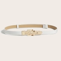 Elegante cintura sottile bianca da donna con trama e fibbia in metallo dorato lucido - Bianco