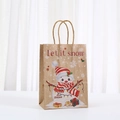 Sacchetto regalo di Natale in carta kraft marrone con motivo pupazzo di neve e manici - Stampa Pupazzo di Neve e Scatola Regalo / 21x15x8cm
