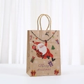 Sacchetto regalo di Natale in carta kraft marrone con Babbo Natale e renne - Stampa Babbo Natale e Renna / 21x15x8cm