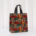 Detail of Black History Month non-woven tote bag with colorful African text print - Cultural Theme Keywords Style (5059-5)