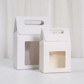 White cardboard gift box with handle and clear window in two different sizes - White / 15x10x6
