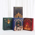 Set van vier Ramadan Eid papieren cadeautassen met moskee-print en gouden handvatten - Gemengd Willekeurig / 23*18*10