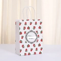 White kraft gift bag with red rose floral pattern and circular baroque frame handles - 455 White; 21*15*8