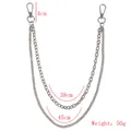 Silver punk style double layer metal pants chain with tassels and rhinestones for clothes - Silver