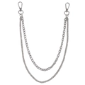 Silver double-layer punk hip hop waist chain with rhinestones and metal lobster clasps - Silver