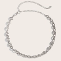 Dettaglio della catena da vita argento con anelli testurizzati e chiusura a moschettone - Stile Texture Incisa Radiale (633Silver) / Argento
