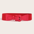 Fashionable elastic red waist belt for women featuring a stylish bow-knot buckle design - Red