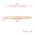 Detailed size chart of a 65cm gold elastic metal belt with 1cm width and 6cm polished buckle - Gold (6cm Buckle) / 60-80cm