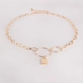 Chic gold-plated waist chain featuring a retro lock pendant and stylish O-link design - Gold
