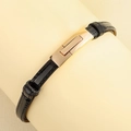 Elegant thin black PU leather belt for women featuring a minimalist gold rectangular buckle - One Size / Black