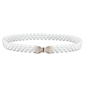 Elegant white double-row pearl belt with a sparkling rhinestone-encrusted bow buckle - Gold Bowknot Buckle Style (HYY19035)