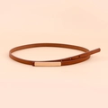 Ceinture fine minimaliste en cuir marron pour femme avec boucle dorée élégante - Boucle Carrée Marron (19002)