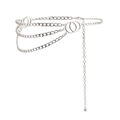 Elegant multi-layered silver metal waist chain belt with cascading chains and rings - Silver
