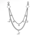 Elegant gold double-layered pants chain with bow charms for aesthetic jewelry style - Silver