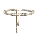 Elegant multi-layer pearl waist chain with gold aluminum links for women dresses - Gold with White Pearl