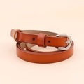 Ceinture classique en cuir marron pour femme avec boucle en métal argenté élégante - Boucle en D Marron (19003)