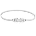 Cintura elastica in argento a catena a serpente con fibbia a doppio anello intrecciato - Argento