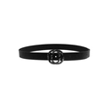 Women's black crocodile pattern belt with a unique double-O gunmetal buckle detail - Black Smooth Pattern Style (19028)