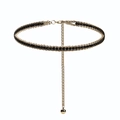 Chaîne de taille dorée avec perles noires facettées et pendentif en forme de boule - Style Perlé Noir et Or