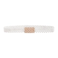 Elegante catena in vita a quattro file di perle con fibbia quadrata in oro rosa - Intarsiato di Strass Quadrato