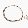 Women's gold chain belt with black pearls in a dual layered elegant body chain design - Small Beads