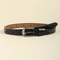 Eleganter schwarzer Ledergürtel für Damen mit feinen Lochmustern und silberner Schnalle - Schwarze Hohle Stil (HYP19017)