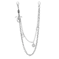 Silver multi-layer pants chain with dragon pendant and star charms for streetwear fashion - Dragon Star Pendant Style / Silver