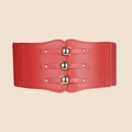 Detail of red wide elastic waist belt for women with golden bead decorative buckle - 60-80cm / Red