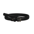 Classic black litchi pattern waist belt with gunmetal buckle for jeans and dresses - Gunmetal Black Square Buckle / 105cm
