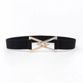 Women's black elastic waist belt featuring a gold and silver bicolor triangle buckle - Black / 60-80cm