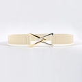 Cintura elastica per abiti con fibbia metallica a triangolo bicolore oro e argento - Bianco Sporco / 60-80cm