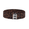 Cinturón ancho elástico de leopardo para mujer con hebilla negra de tres cuentas - Hebilla de Tres Bolas - Leopardo (HYP19125)