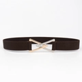 Cintura elastica marrone scuro con moderna fibbia a incastro in oro e argento - Marrone / 60-80cm