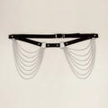 Ceinture punk pour femmes avec chaînes métalliques multicouches et lanière en cuir noir - 110cm / Argent Noir
