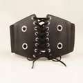 Cintura a corsetto punk nero rococò con lacci anteriori e fascia elastica - Nero